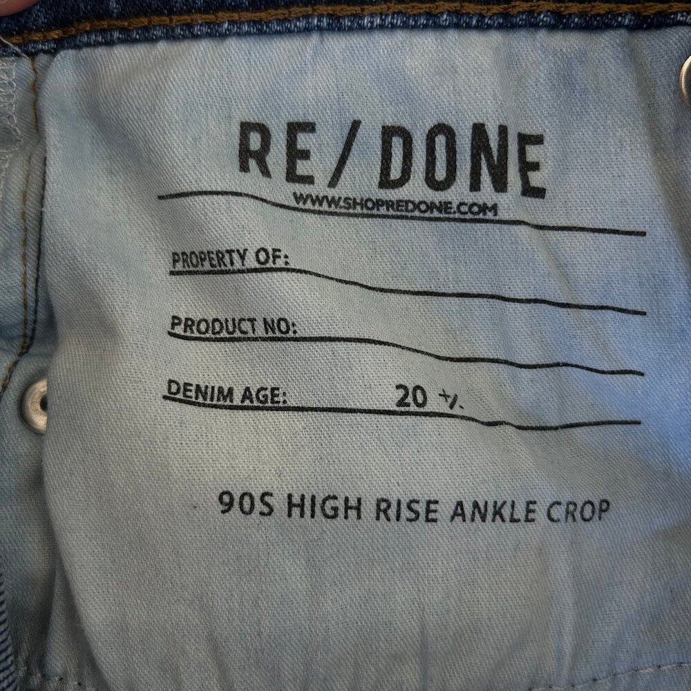 RE/DONE 90s High Rise Straight Jeans Women 27 Cropped Ankle Denim - Picture 6 of 10